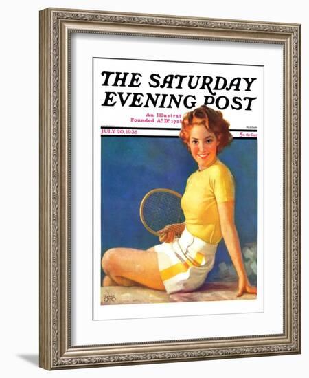 "Tennis Time-Out," Saturday Evening Post Cover, July 20, 1935-Walt Otto-Framed Giclee Print