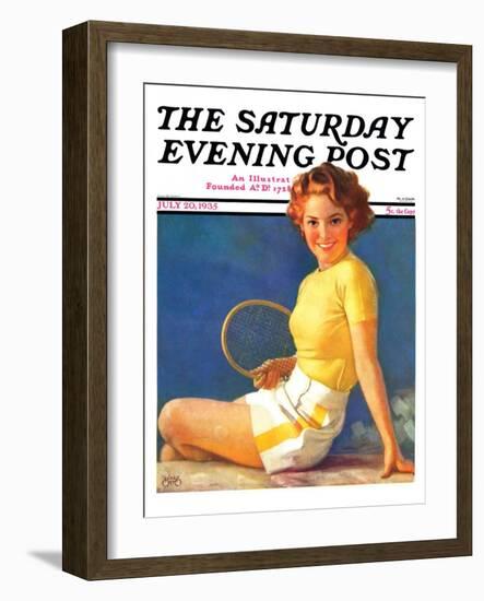 "Tennis Time-Out," Saturday Evening Post Cover, July 20, 1935-Walt Otto-Framed Giclee Print