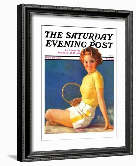 "Tennis Time-Out," Saturday Evening Post Cover, July 20, 1935-Walt Otto-Framed Giclee Print