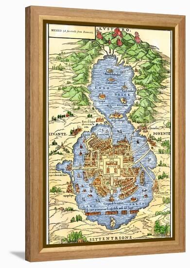 Tenochtitlan, Capital City of Aztec Mexico, an Island Connected by Causeways to Land, c.1520-null-Framed Premier Image Canvas