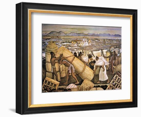 Tenochtitlan (Mexico City)-Diego Rivera-Framed Premium Giclee Print