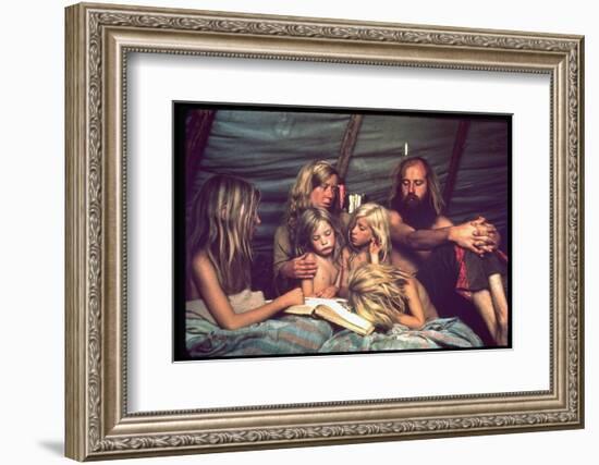 Tent Dwelling Hippie Family of Mystic Arts Commune Bray Family Reading Bedtime Stories-John Olson-Framed Photographic Print