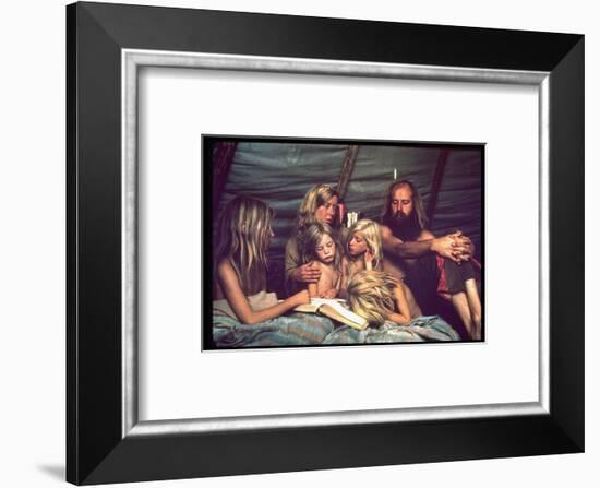 Tent Dwelling Hippie Family of Mystic Arts Commune Bray Family Reading Bedtime Stories-John Olson-Framed Photographic Print