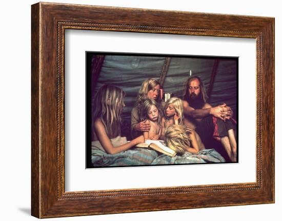 Tent Dwelling Hippie Family of Mystic Arts Commune Bray Family Reading Bedtime Stories-John Olson-Framed Photographic Print