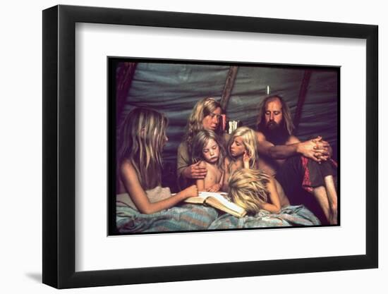 Tent Dwelling Hippie Family of Mystic Arts Commune Bray Family Reading Bedtime Stories-John Olson-Framed Photographic Print