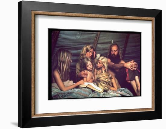 Tent Dwelling Hippie Family of Mystic Arts Commune Bray Family Reading Bedtime Stories-John Olson-Framed Photographic Print