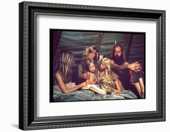 Tent Dwelling Hippie Family of Mystic Arts Commune Bray Family Reading Bedtime Stories-John Olson-Framed Photographic Print