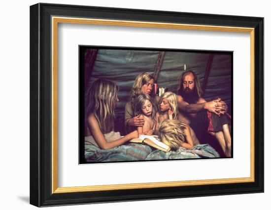 Tent Dwelling Hippie Family of Mystic Arts Commune Bray Family Reading Bedtime Stories-John Olson-Framed Photographic Print