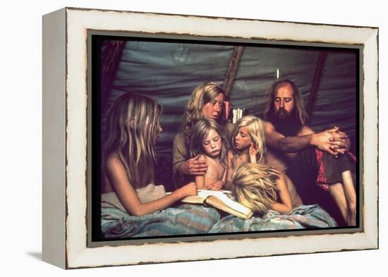 Tent Dwelling Hippie Family of Mystic Arts Commune Bray Family Reading Bedtime Stories-John Olson-Framed Premier Image Canvas