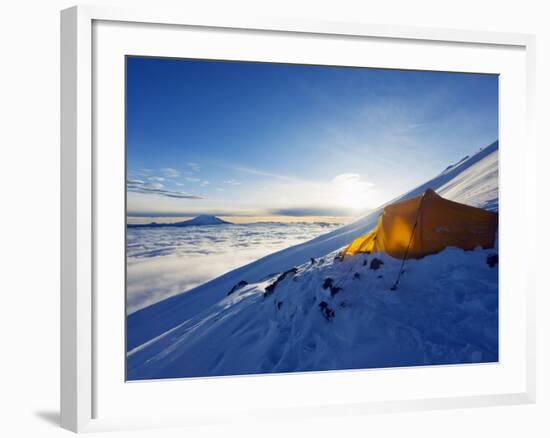 Tent on Volcan Cotopaxi, 5897M, Highest Active Volcano in the World, Ecuador, South America-Christian Kober-Framed Photographic Print