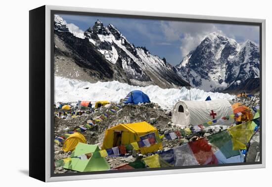 Tents of Mountaineers Scattered Along Khumbu Glacier, Base Camp, Mt Everest, Nepal-David Noyes-Framed Premier Image Canvas