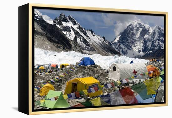 Tents of Mountaineers Scattered Along Khumbu Glacier, Base Camp, Mt Everest, Nepal-David Noyes-Framed Premier Image Canvas