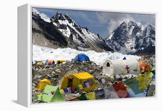 Tents of Mountaineers Scattered Along Khumbu Glacier, Base Camp, Mt Everest, Nepal-David Noyes-Framed Premier Image Canvas