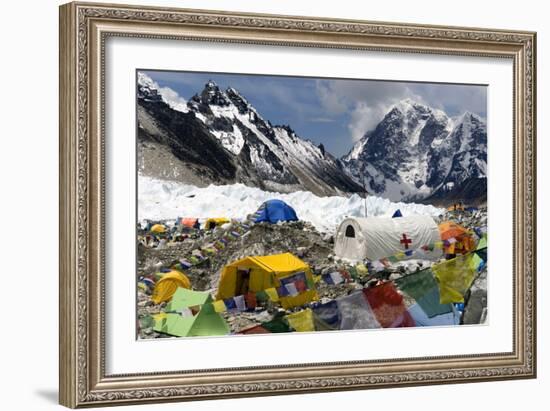 Tents of Mountaineers Scattered Along Khumbu Glacier, Base Camp, Mt Everest, Nepal-David Noyes-Framed Photographic Print