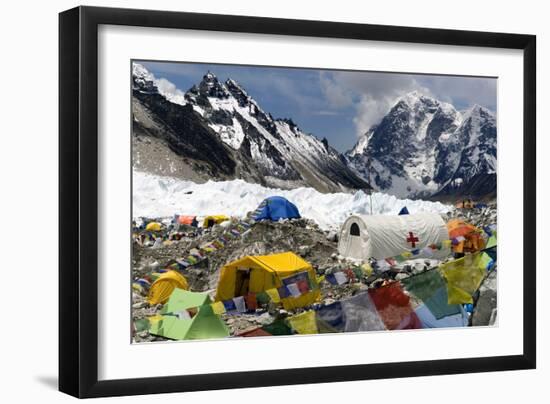 Tents of Mountaineers Scattered Along Khumbu Glacier, Base Camp, Mt Everest, Nepal-David Noyes-Framed Photographic Print