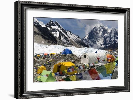 Tents of Mountaineers Scattered Along Khumbu Glacier, Base Camp, Mt Everest, Nepal-David Noyes-Framed Photographic Print