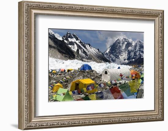 Tents of Mountaineers Scattered Along Khumbu Glacier, Base Camp, Mt Everest, Nepal-David Noyes-Framed Photographic Print