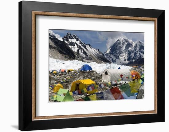 Tents of Mountaineers Scattered Along Khumbu Glacier, Base Camp, Mt Everest, Nepal-David Noyes-Framed Photographic Print