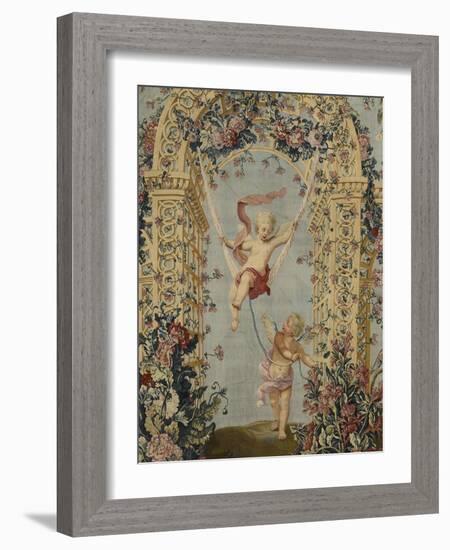 Tenture du Triomphe de Flore; L'escarpolette-null-Framed Giclee Print