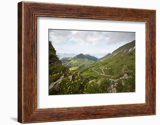 Tepee village on the Klewenalp with basin Ried (village) in Switzerland-Rasmus Kaessmann-Framed Photographic Print