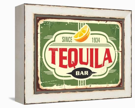 Tequila Bar Vintage Tin Sign for Mexican Traditional Alcohol Drink-lukeruk-Framed Premier Image Canvas