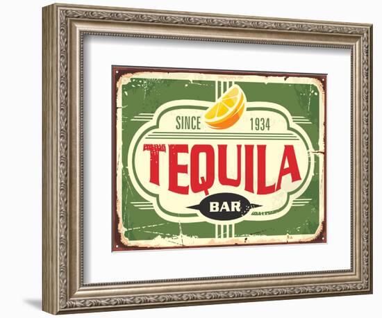 Tequila Bar Vintage Tin Sign for Mexican Traditional Alcohol Drink-lukeruk-Framed Photographic Print