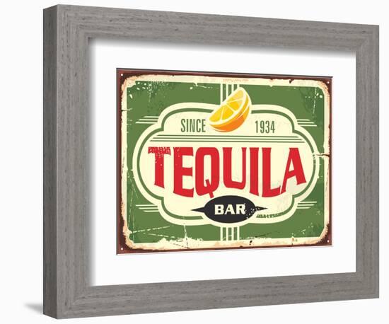 Tequila Bar Vintage Tin Sign for Mexican Traditional Alcohol Drink-lukeruk-Framed Photographic Print