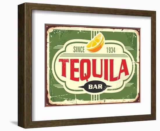 Tequila Bar Vintage Tin Sign for Mexican Traditional Alcohol Drink-lukeruk-Framed Photographic Print