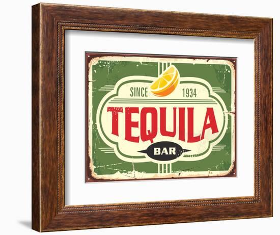 Tequila Bar Vintage Tin Sign for Mexican Traditional Alcohol Drink-lukeruk-Framed Photographic Print