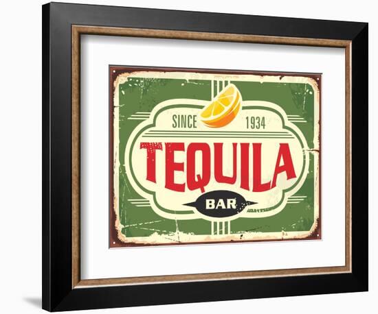 Tequila Bar Vintage Tin Sign for Mexican Traditional Alcohol Drink-lukeruk-Framed Photographic Print