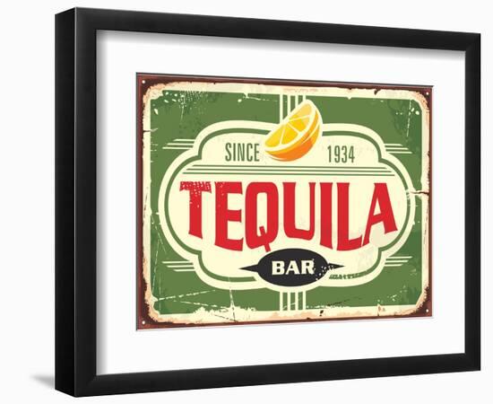 Tequila Bar Vintage Tin Sign for Mexican Traditional Alcohol Drink-lukeruk-Framed Photographic Print