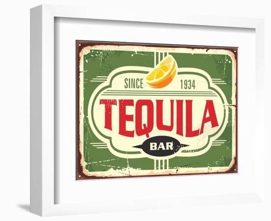 Tequila Bar Vintage Tin Sign for Mexican Traditional Alcohol Drink-lukeruk-Framed Photographic Print