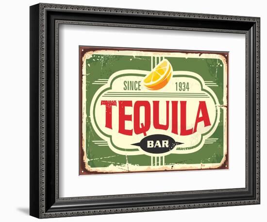 Tequila Bar Vintage Tin Sign for Mexican Traditional Alcohol Drink-lukeruk-Framed Photographic Print