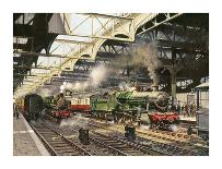 Bentley Vs Blue Train (Oil on Canvas)-Terence Cuneo-Giclee Print