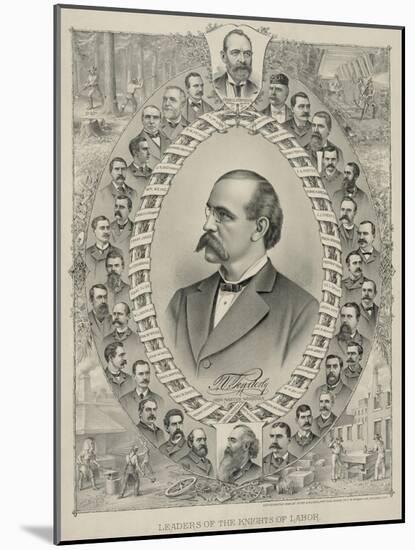 Terence Powderly and 32 Portraits of Leaders of the Knights of Labor, 1880s-null-Mounted Art Print