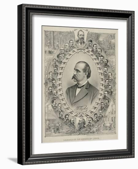 Terence Powderly and 32 Portraits of Leaders of the Knights of Labor, 1880s-null-Framed Art Print