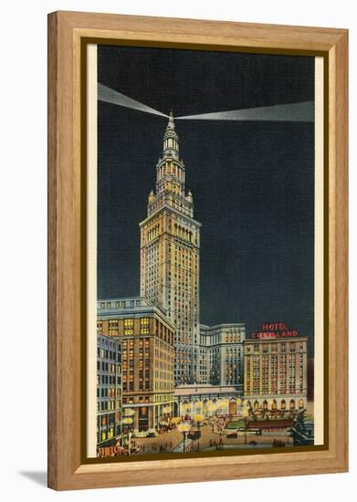 Terminal Tower, Hotel Cleveland, Night-null-Framed Stretched Canvas