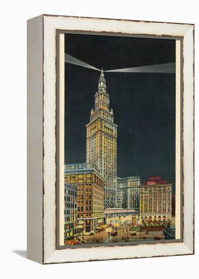 Terminal Tower, Hotel Cleveland, Night-null-Framed Stretched Canvas