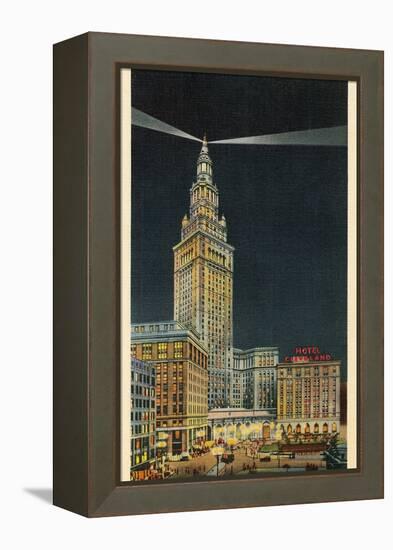 Terminal Tower, Hotel Cleveland, Night-null-Framed Stretched Canvas