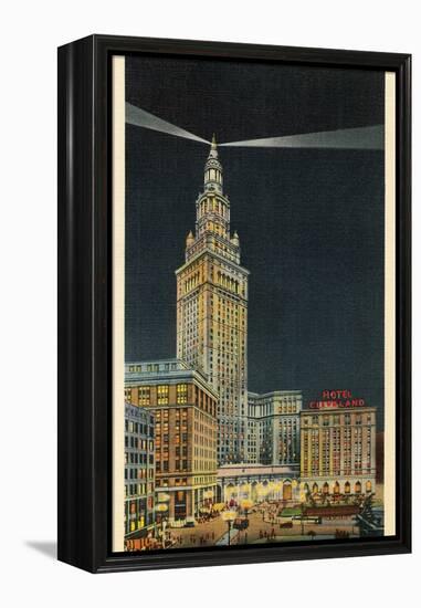 Terminal Tower, Hotel Cleveland, Night-null-Framed Stretched Canvas