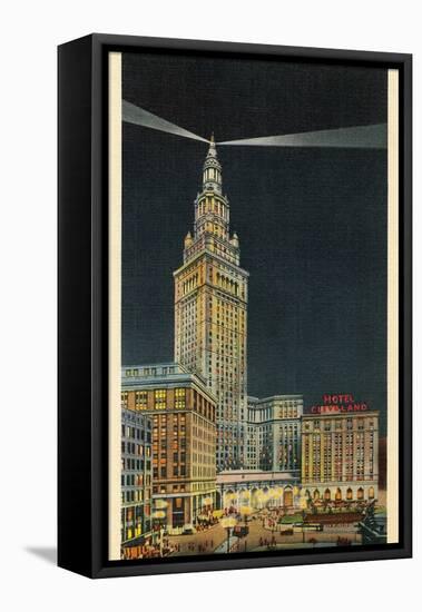 Terminal Tower, Hotel Cleveland, Night-null-Framed Stretched Canvas
