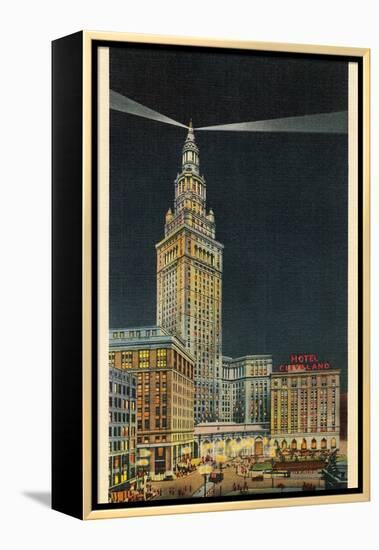 Terminal Tower, Hotel Cleveland, Night-null-Framed Stretched Canvas