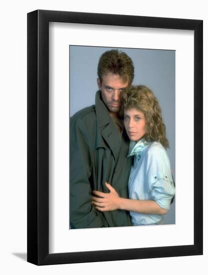Terminator by JamesCameron with Michael Biehn and Linda Hamilton, 1984 (photo)-null-Framed Photo