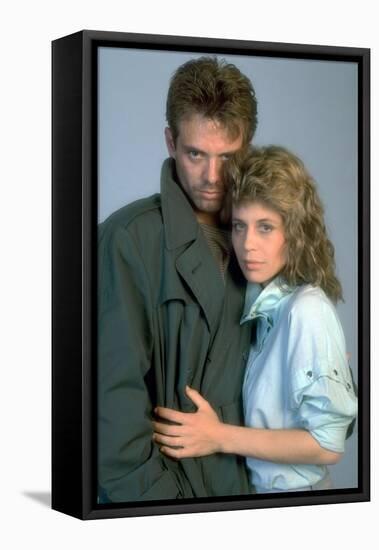 Terminator by JamesCameron with Michael Biehn and Linda Hamilton, 1984 (photo)-null-Framed Stretched Canvas