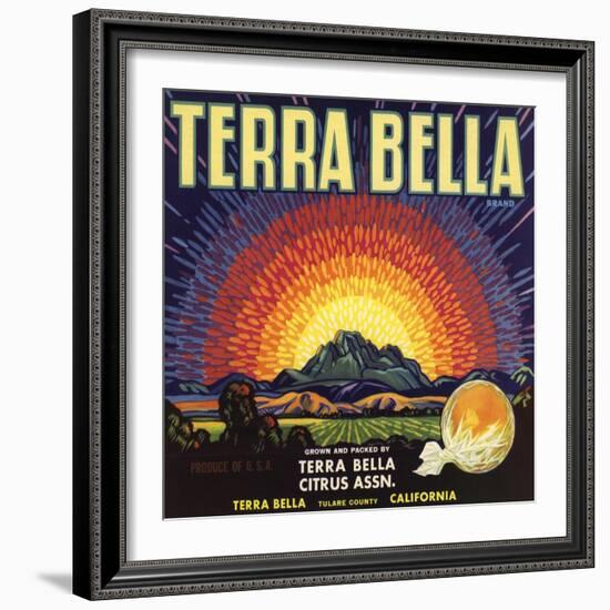 Terra Bella Brand - Terra Bella, California - Citrus Crate Label-Lantern Press-Framed Art Print