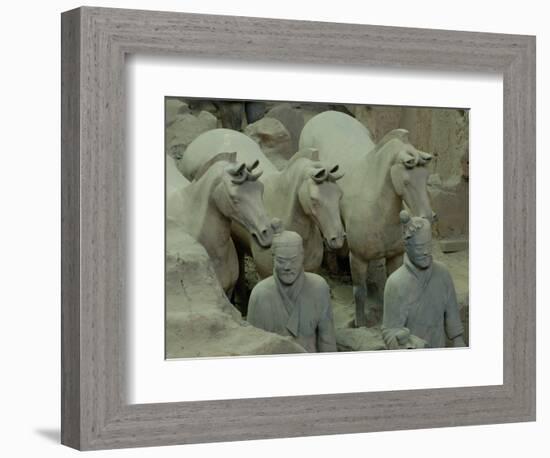 Terra Cotta Warriors and Horses Dig, Xi'an, Shaanxi Province, China-Pete Oxford-Framed Photographic Print