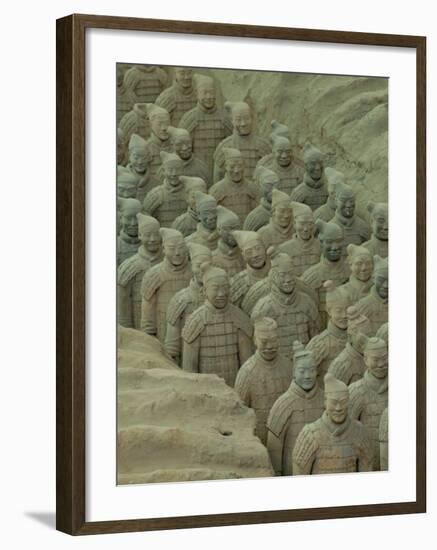 Terra Cotta Warriors and Horses Dig, Xi'an, Shaanxi Province, China-Pete Oxford-Framed Photographic Print