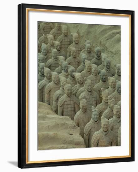 Terra Cotta Warriors and Horses Dig, Xi'an, Shaanxi Province, China-Pete Oxford-Framed Photographic Print