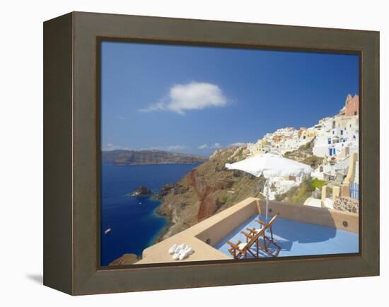 Terrace in Oia, Santorini, Cyclades, Greek Islands, Greece, Europe-Papadopoulos Sakis-Framed Premier Image Canvas