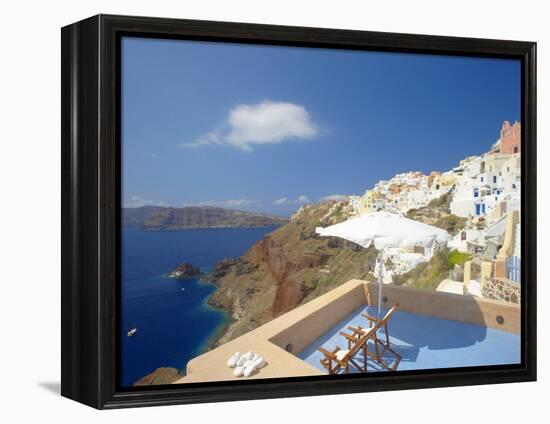 Terrace in Oia, Santorini, Cyclades, Greek Islands, Greece, Europe-Papadopoulos Sakis-Framed Premier Image Canvas